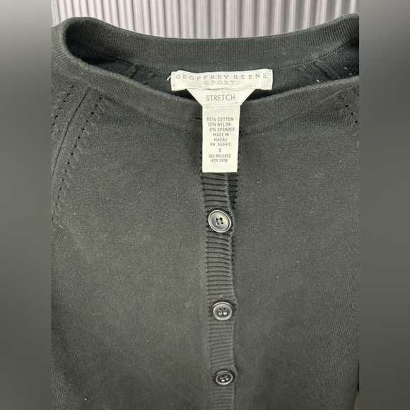 Women’s Vintage Geoffrey Beene Black Cotton Blend Cardigan Sweater Size Small - Picture 3 of 5